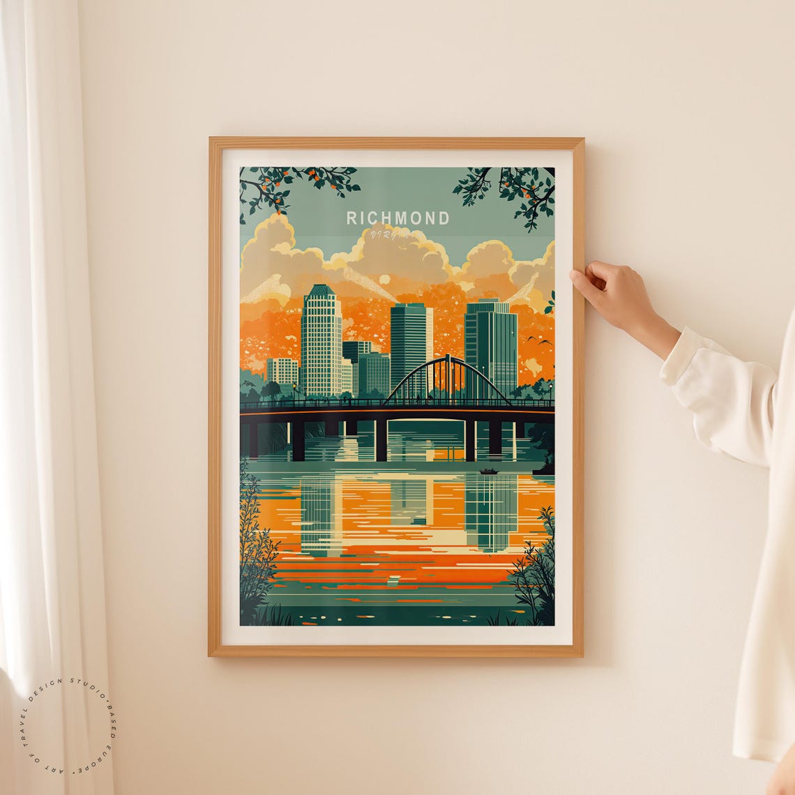 Richmond Virginia Downtown Skyline Bridge James River Poster - Image 2