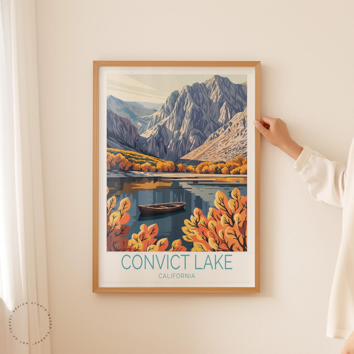 Convict Lake California Fall Foliage Rowboat Mountain Lake Poster - Image 2