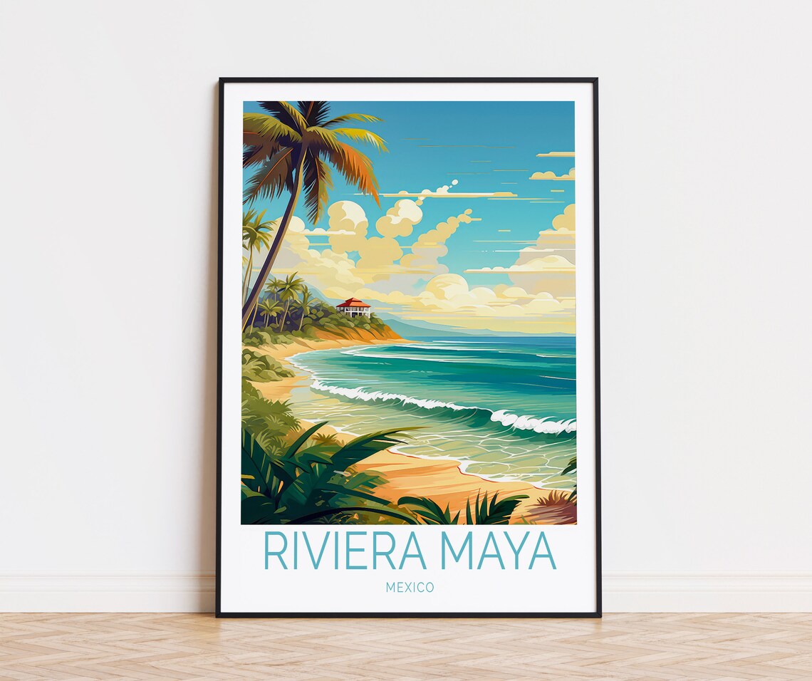 Riviera Maya Travel Poster, Mexico Wall Art Print