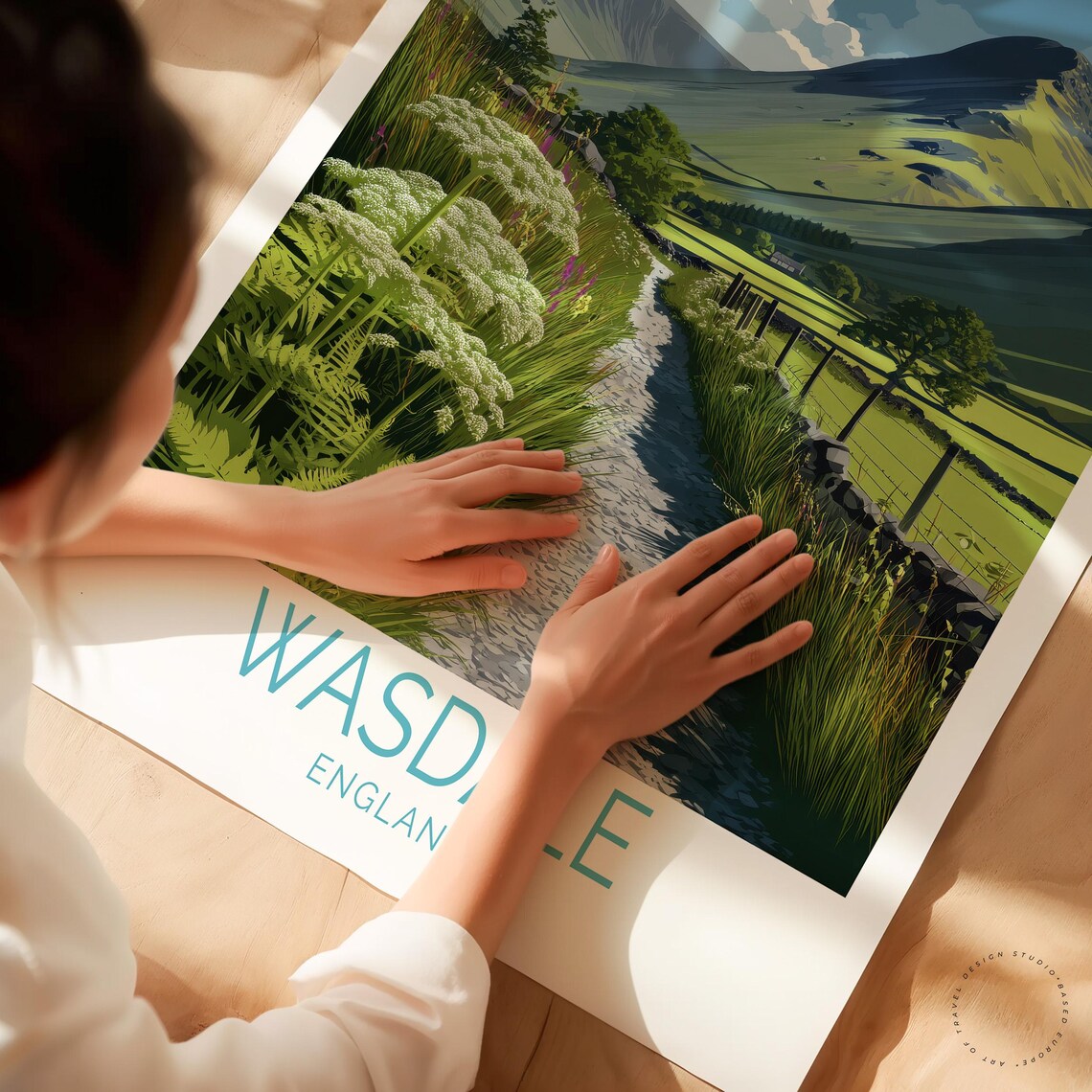 Wasdale England Green Valley Path Fell Walk Summer Travel Poster - Image 3
