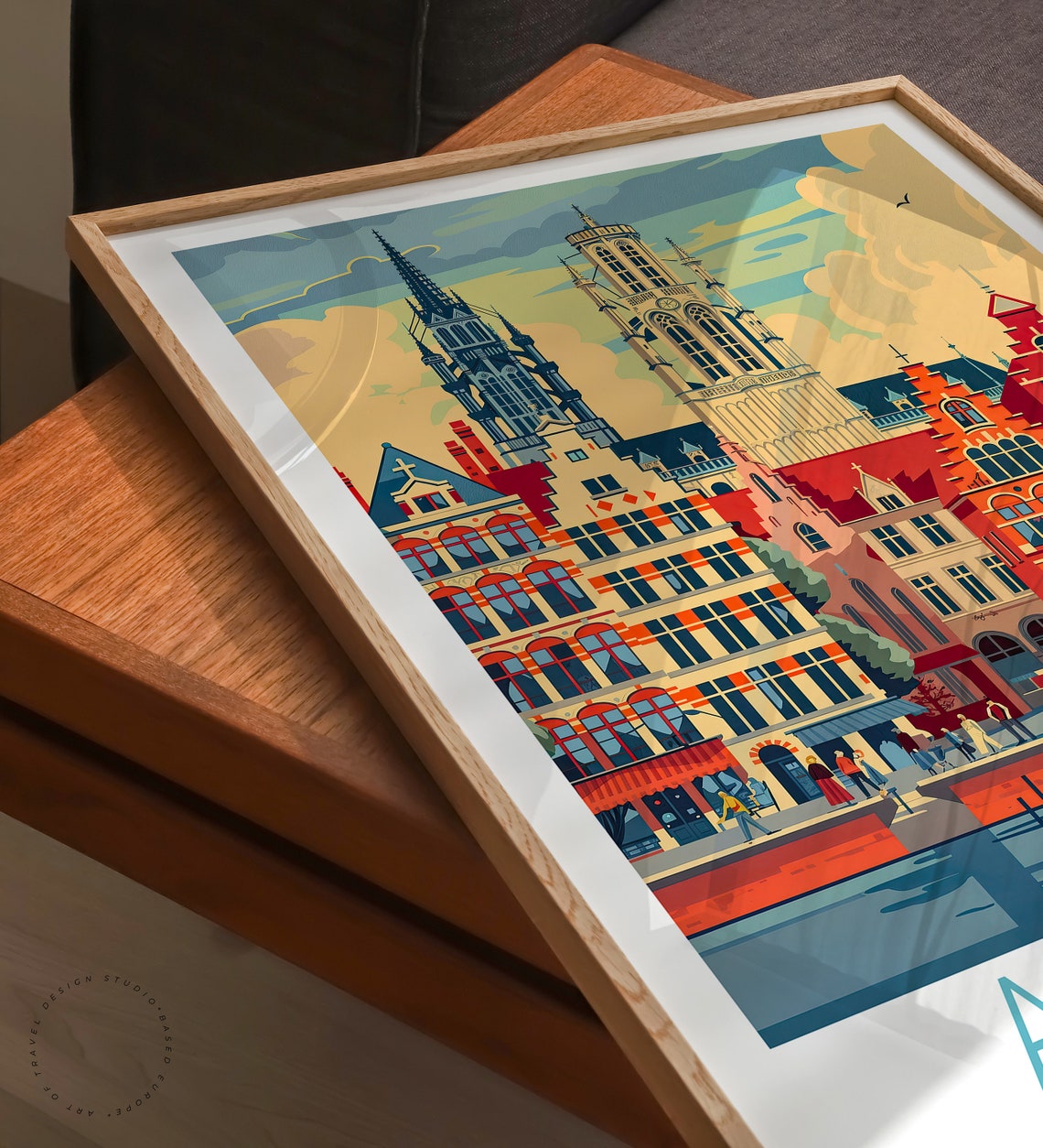 Antwerp Belgium Historic Guildhalls Cathedral Harbor Square Poster - Image 3
