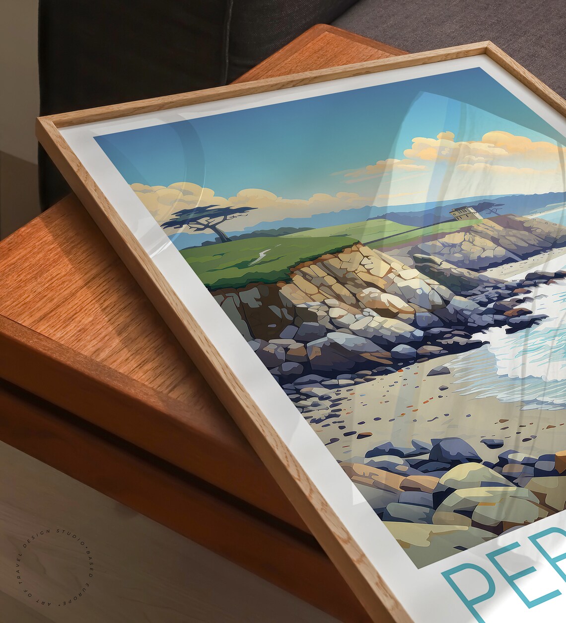 Pebble Beach California Rocky Coastline Cypress Tree Travel Poster - Image 3