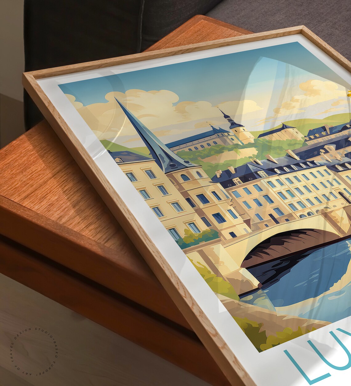 Luxembourg Old Town Riverside City Skyline Vintage Travel Poster - Image 3