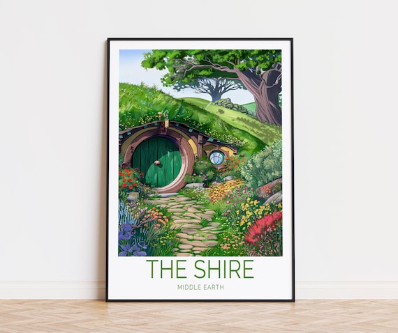 The Shire Travel Poster, Middle Earth Decor