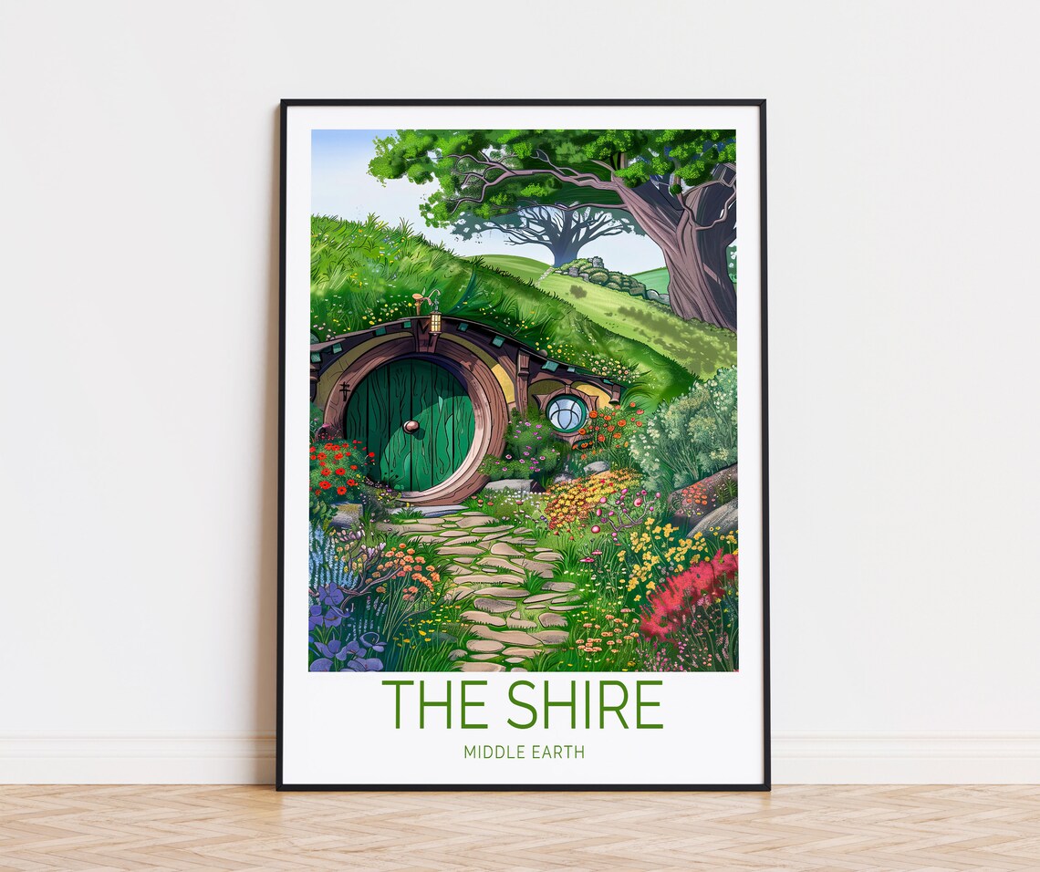 The Shire Travel Poster, Middle Earth Decor