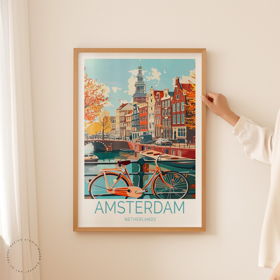 Amsterdam Netherlands Canal With Bicycle And Historic Houses Poster - Image 2