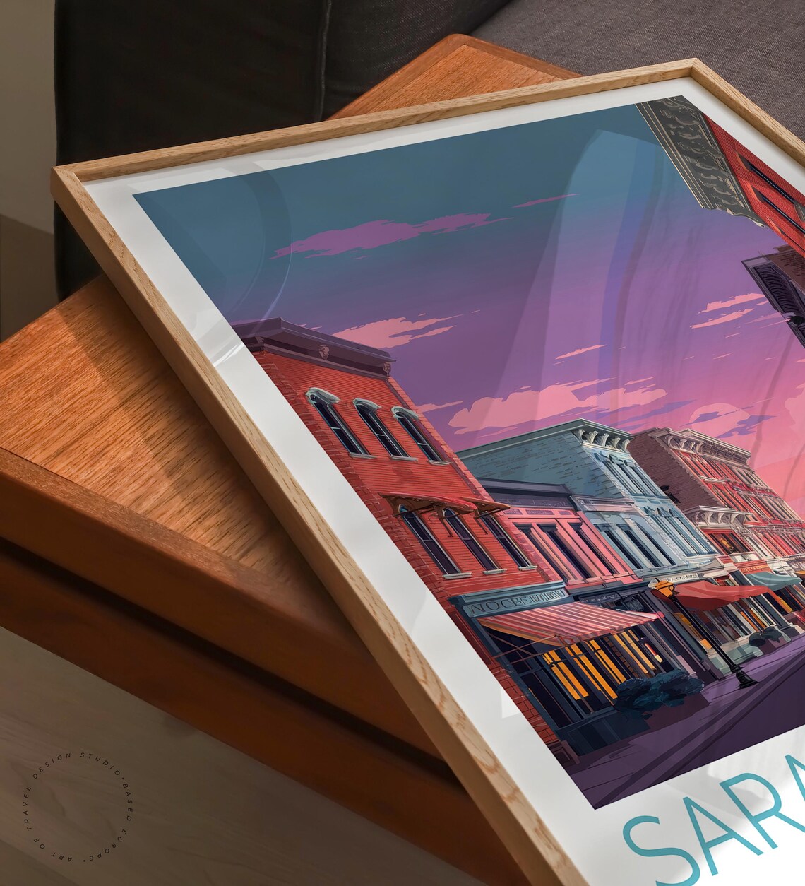 Saratoga Springs New York Evening Boulevard Dusk Travel Poster - Image 6