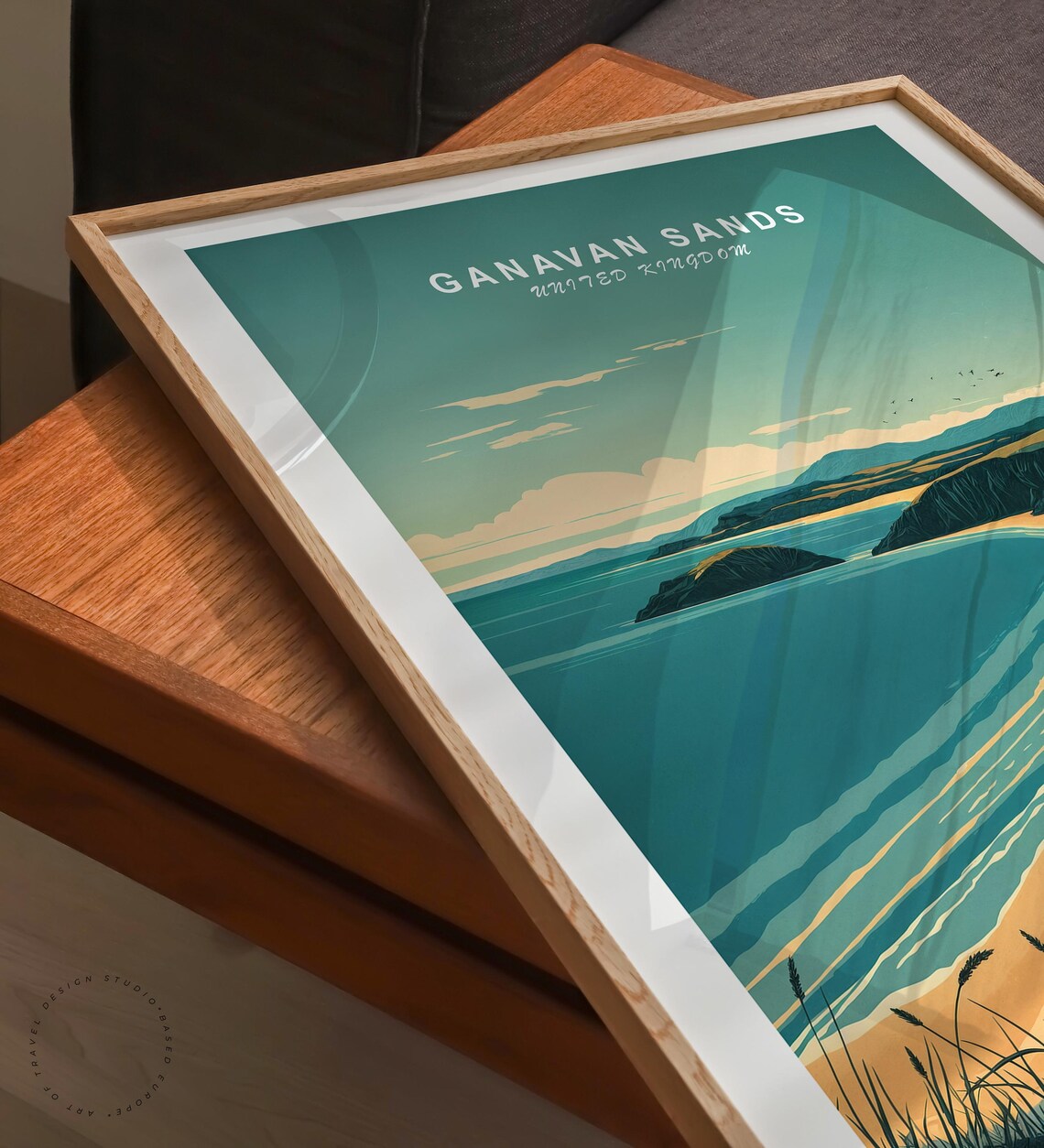 Ganavan Sands United Kingdom Curved Bay Cliffs Dune Grass Art Poster - Image 6