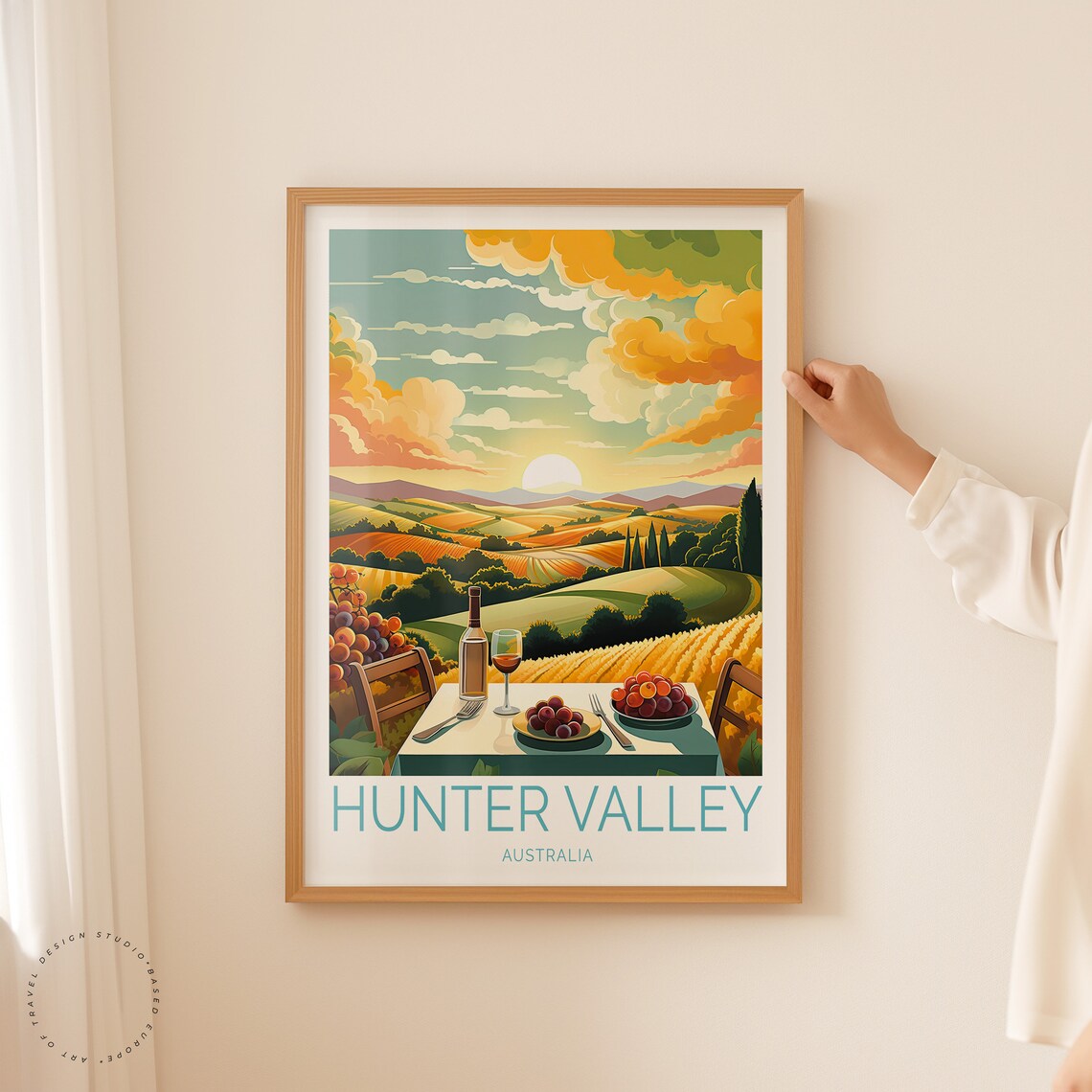 Hunter Valley Australia Travel Poster, Sunset Wall Decor - Image 2