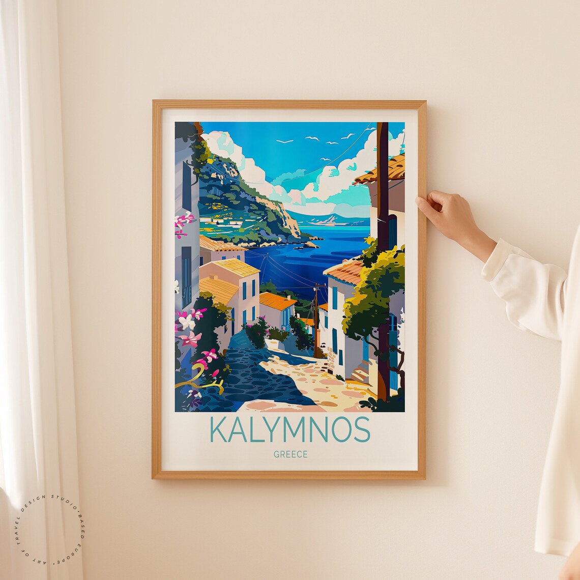 Kalymnos Greece Island Street Leading To The Sea Travel Poster - Image 2