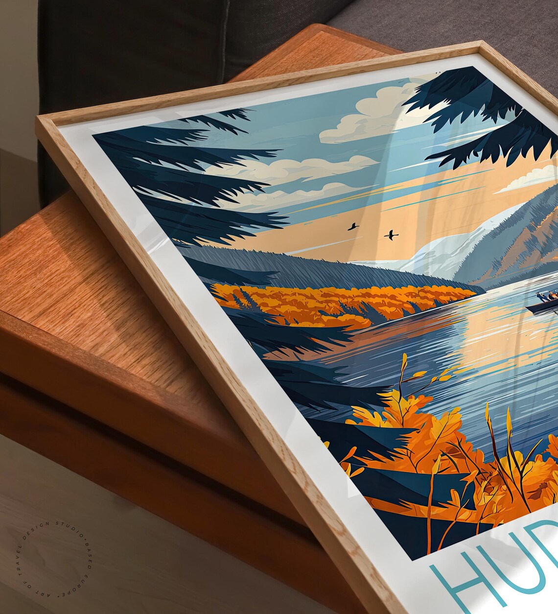 Hudson Valley New York Autumn Lake With Rowboat Travel Poster - Image 3