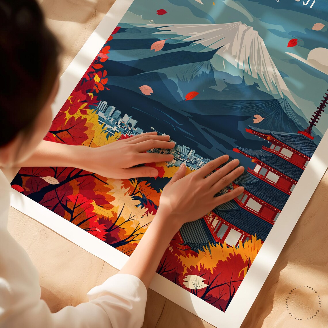 Mount Fuji Japan Autumn Pagoda Cherry Blossom Snow Peak Travel Poster - Image 3