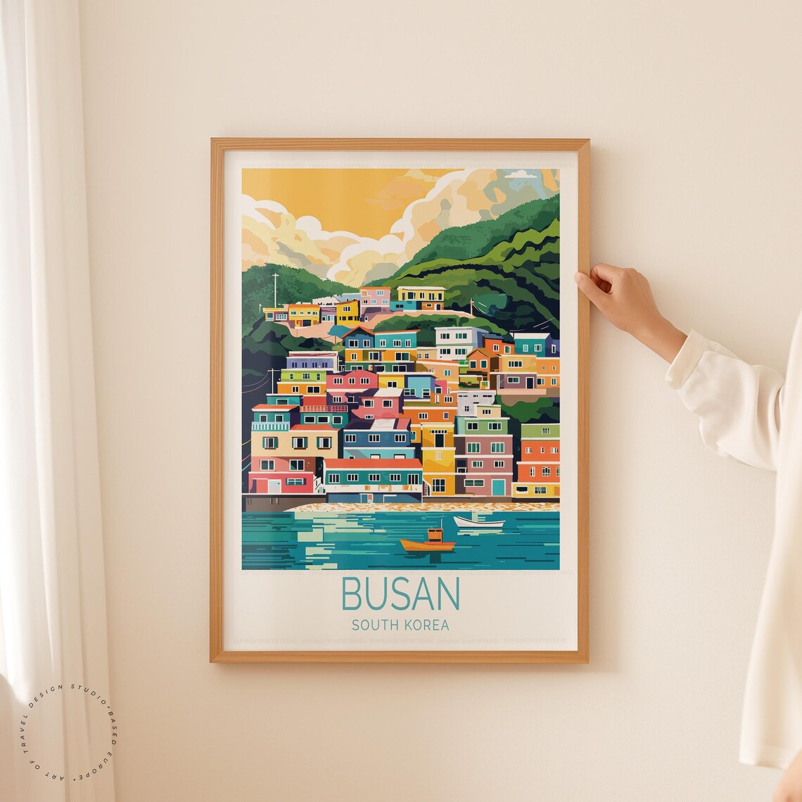Busan South Korea Colorful Hillside Village Harbor Travel Poster - Image 5