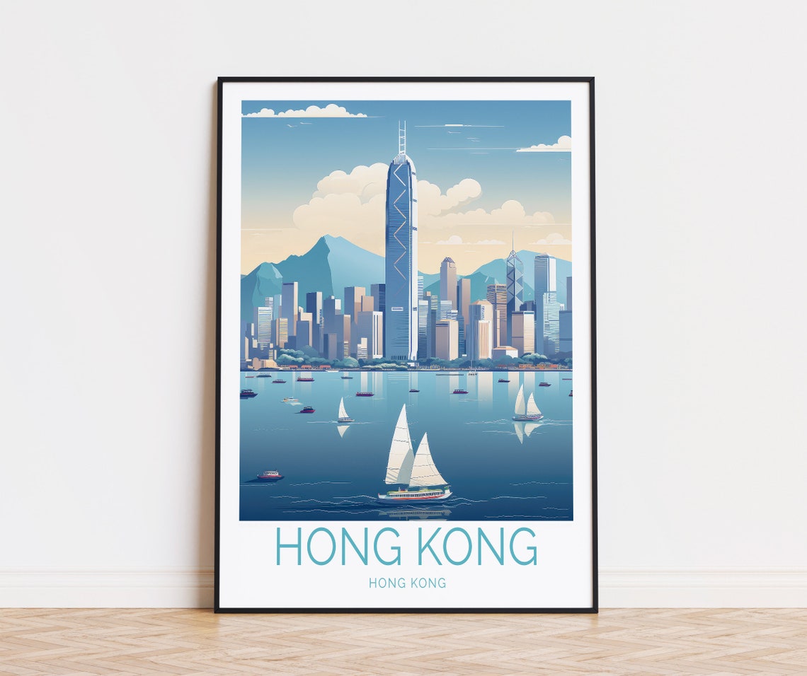 Hong Kong Travel Poster China Wall Art Hong Kong Vintage Print Hong Kong Wall Decor Hong Kong City Birthday Gifts