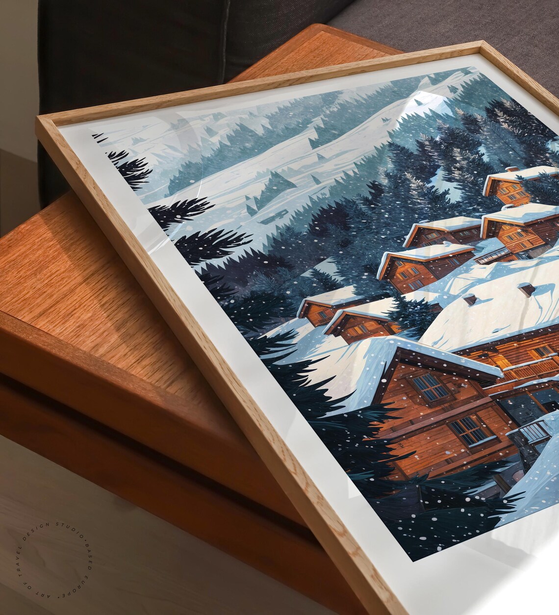 Meribel France Snowy Alpine Chalets Winter Ski Resort Village Poster - Image 6