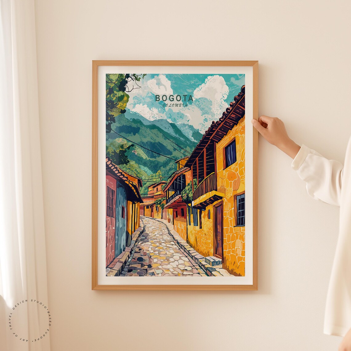 Bogota Colombia Colorful Colonial Street In Mountain Town Poster - Image 2