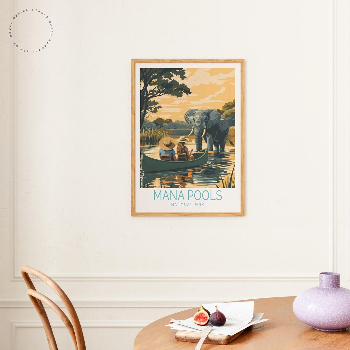 Mana Pools National Park Elephant Encounter Canoe Safari Travel Poster - Image 4