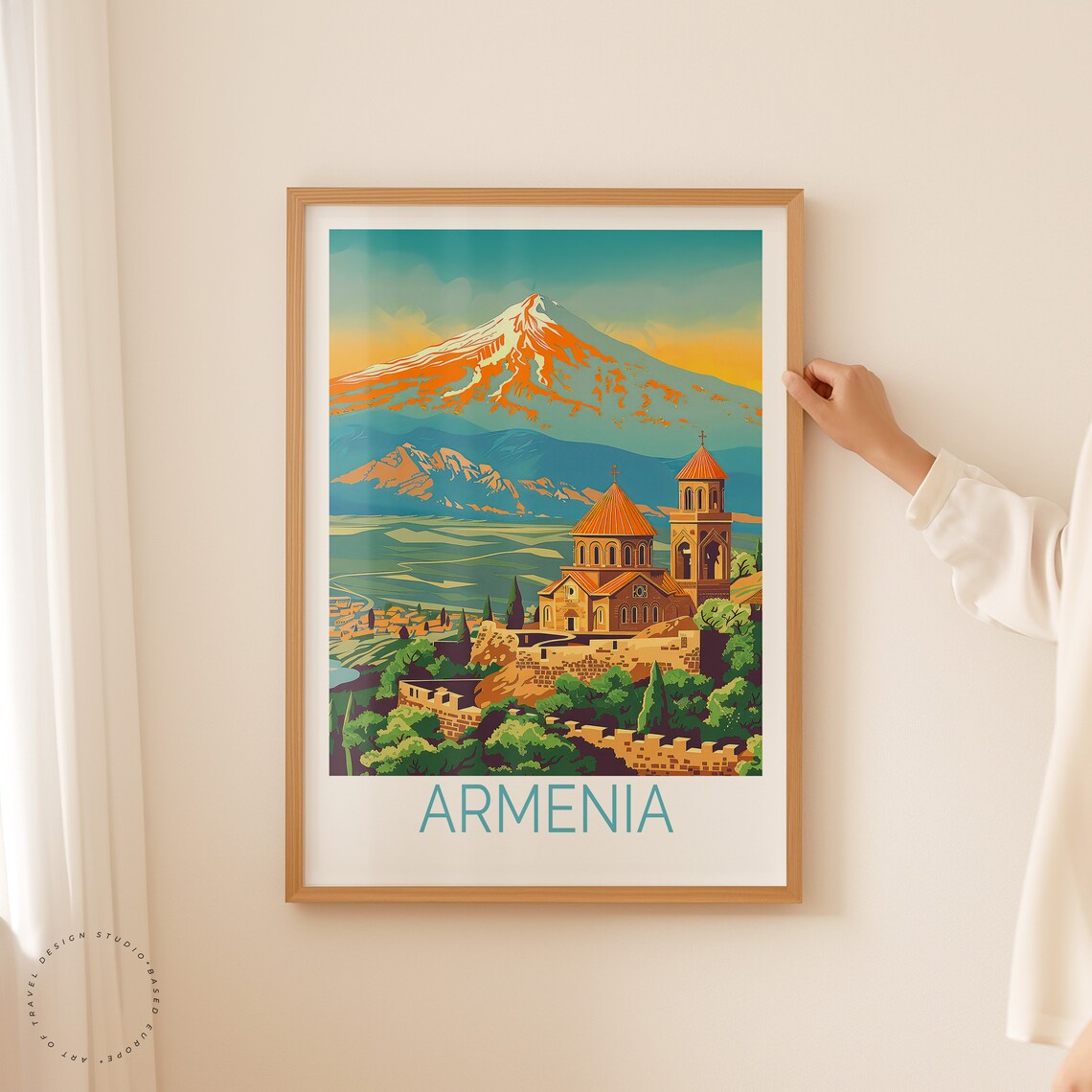 Armenia Geghard Monastery Valley with Mount Ararat Travel Poster - Image 2