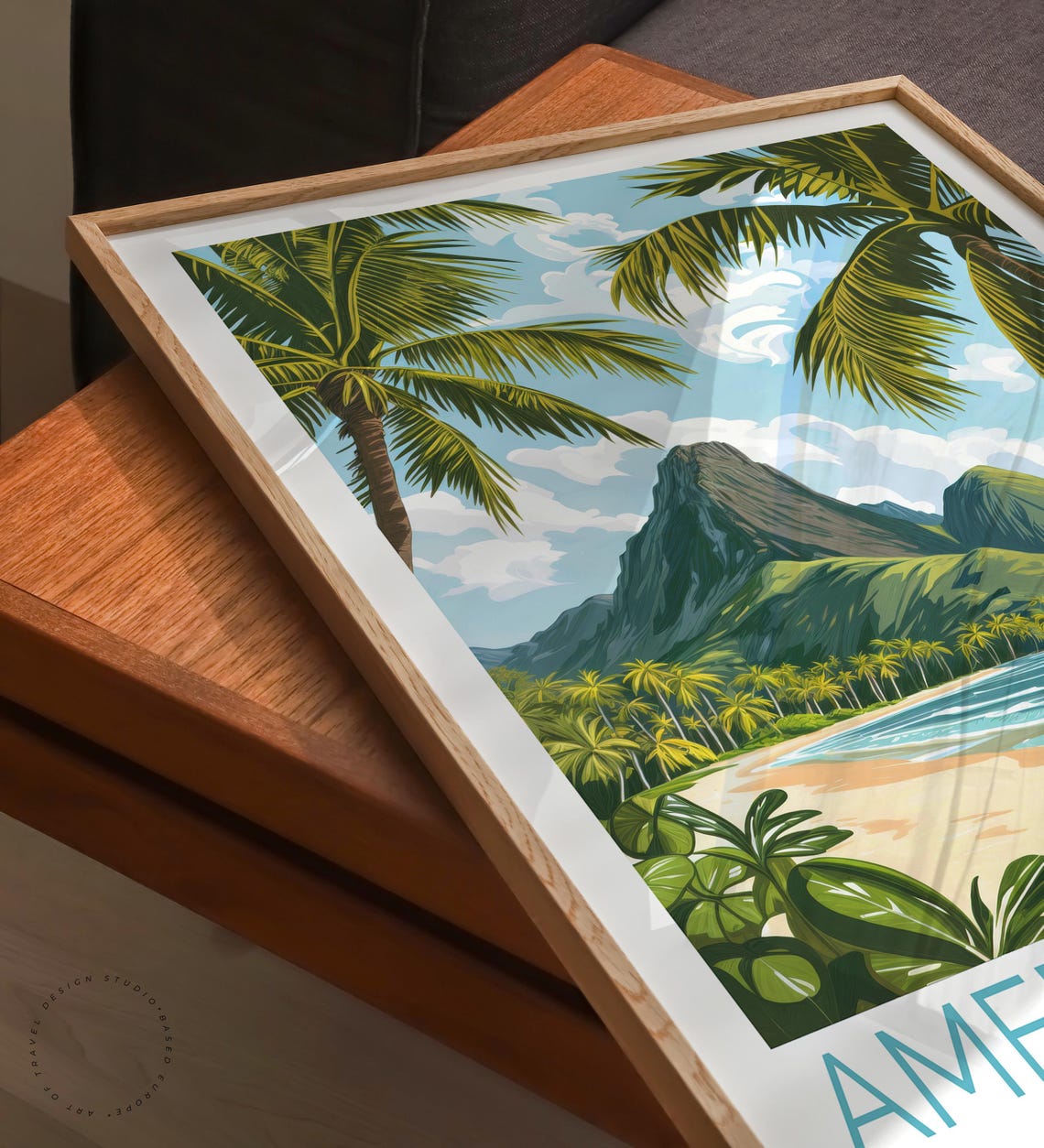American Samoa National Park Tropical Beach Palm Trees Volcano Poster - Image 6