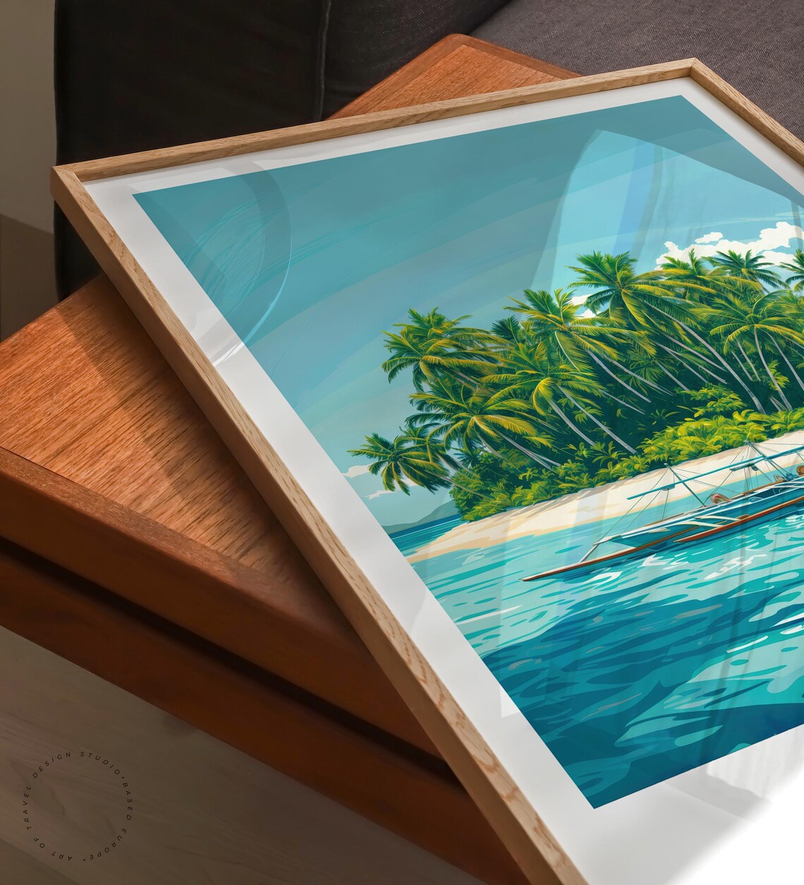 Siargao Philippines Palm Islet Banca Boat Turquoise Water Poster - Image 6