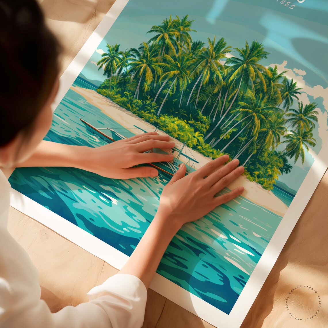 Siargao Philippines Palm Island Outrigger Boat Turquoise Sea Poster - Image 3