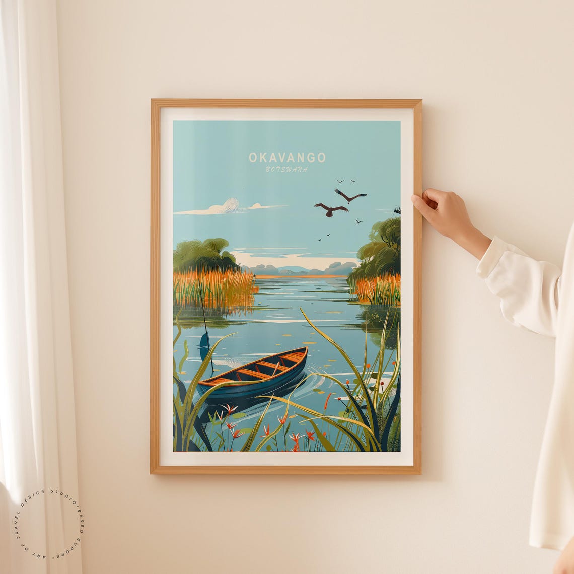 Okavango Botswana Delta Mokoro Canoe Wildlife View Travel Poster - Image 2