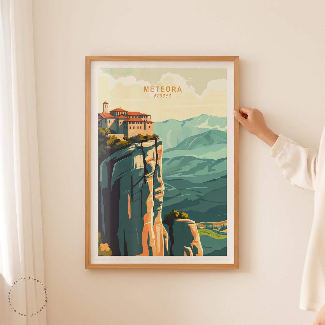 Meteora Greece Cliff Monastery Rock Pillar Mountain Vintage Poster - Image 5