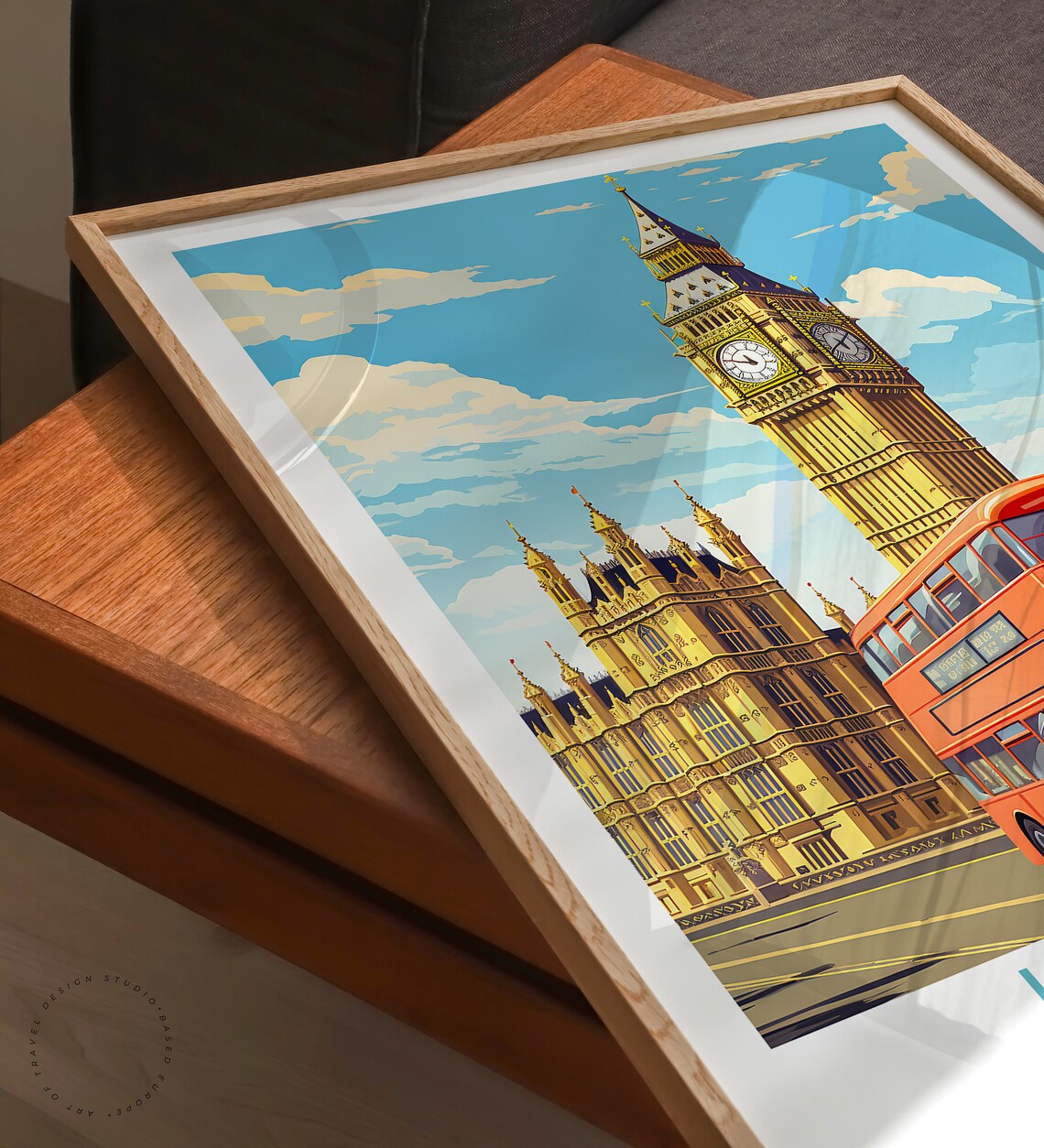 London England Vintage Travel Poster, Big Ben - Image 3