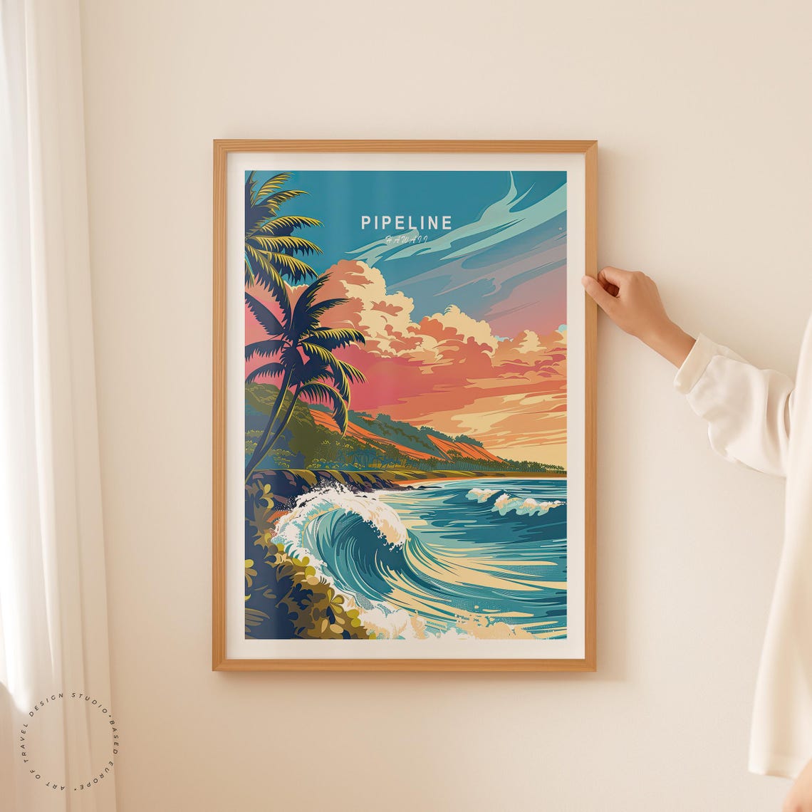 Pipeline Hawaii Surfing Big Wave Dramatic Sunset Beach Poster - Image 2