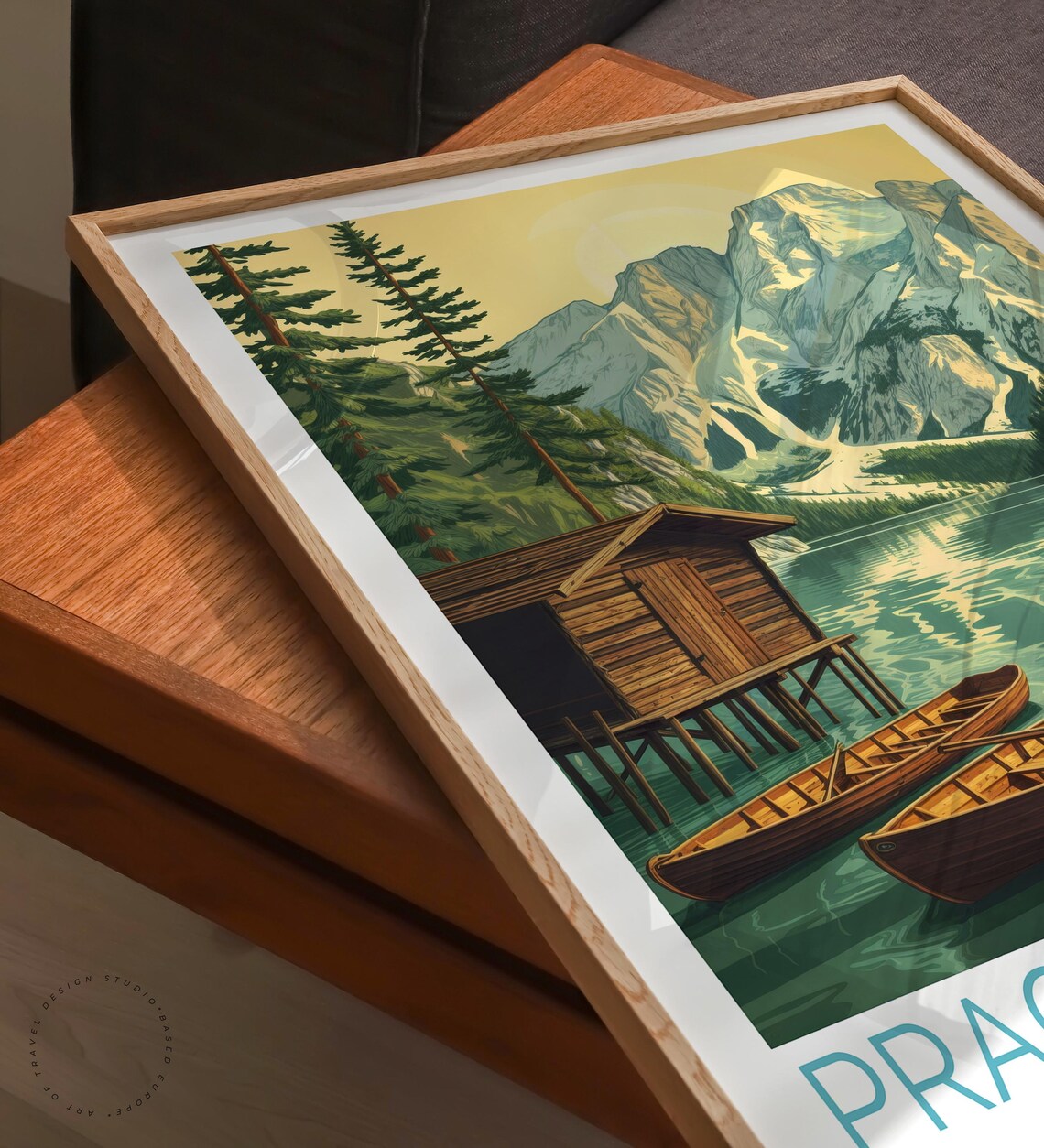 Pragser Wildsee Italy Rowboats Sunset Lake Vintage Travel Poster - Image 6