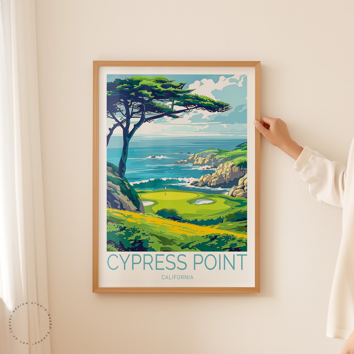 Cypress Point California Coastal Golf Course Ocean Cliff Tree Wall Art - Image 2
