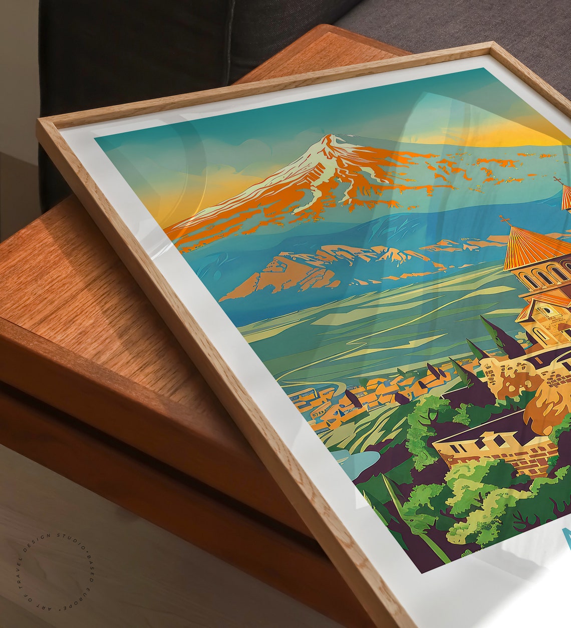 Armenia Geghard Monastery Valley with Mount Ararat Travel Poster - Image 3