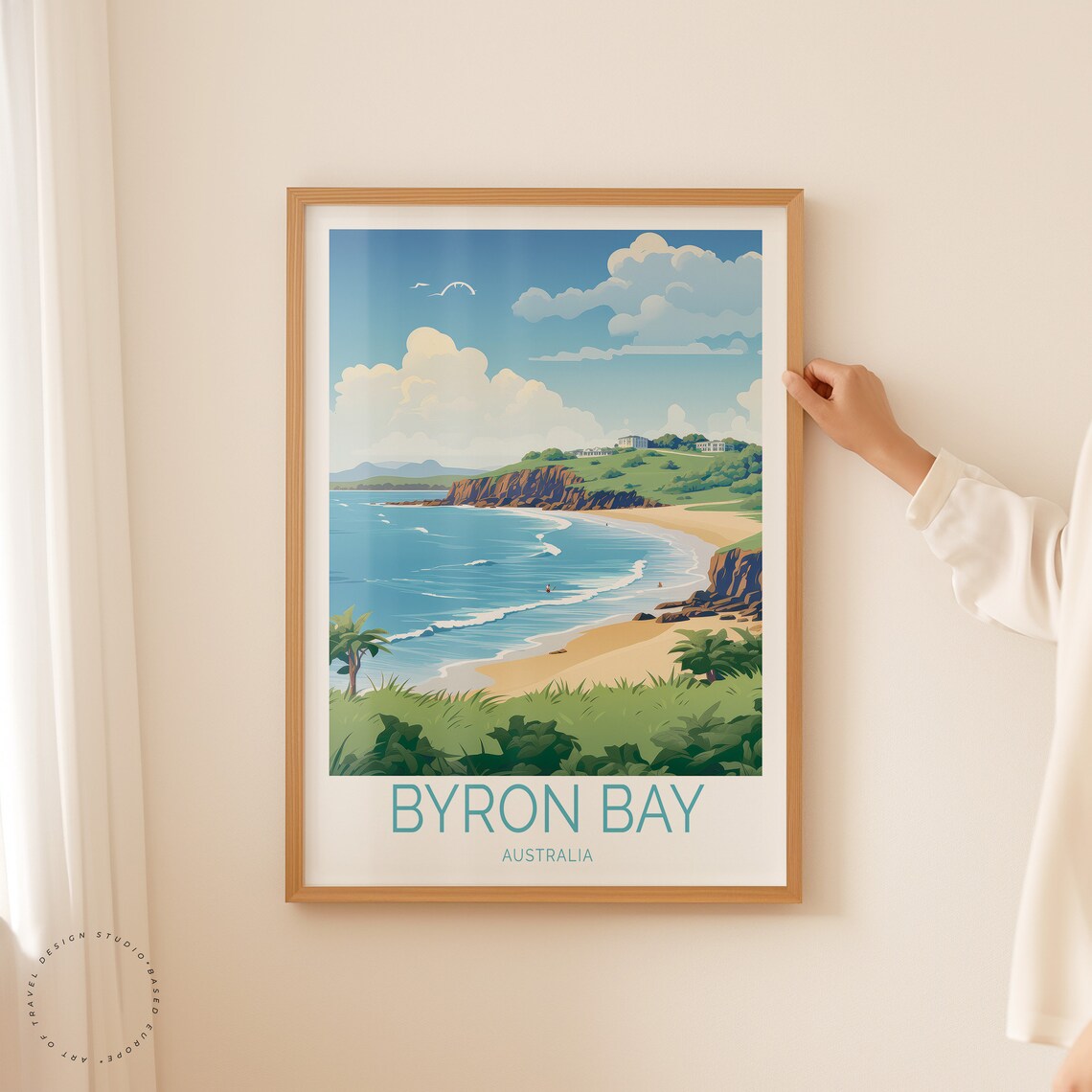 Byron Bay Australia Sandy Beach Headland Surf Classic Travel Poster - Image 3