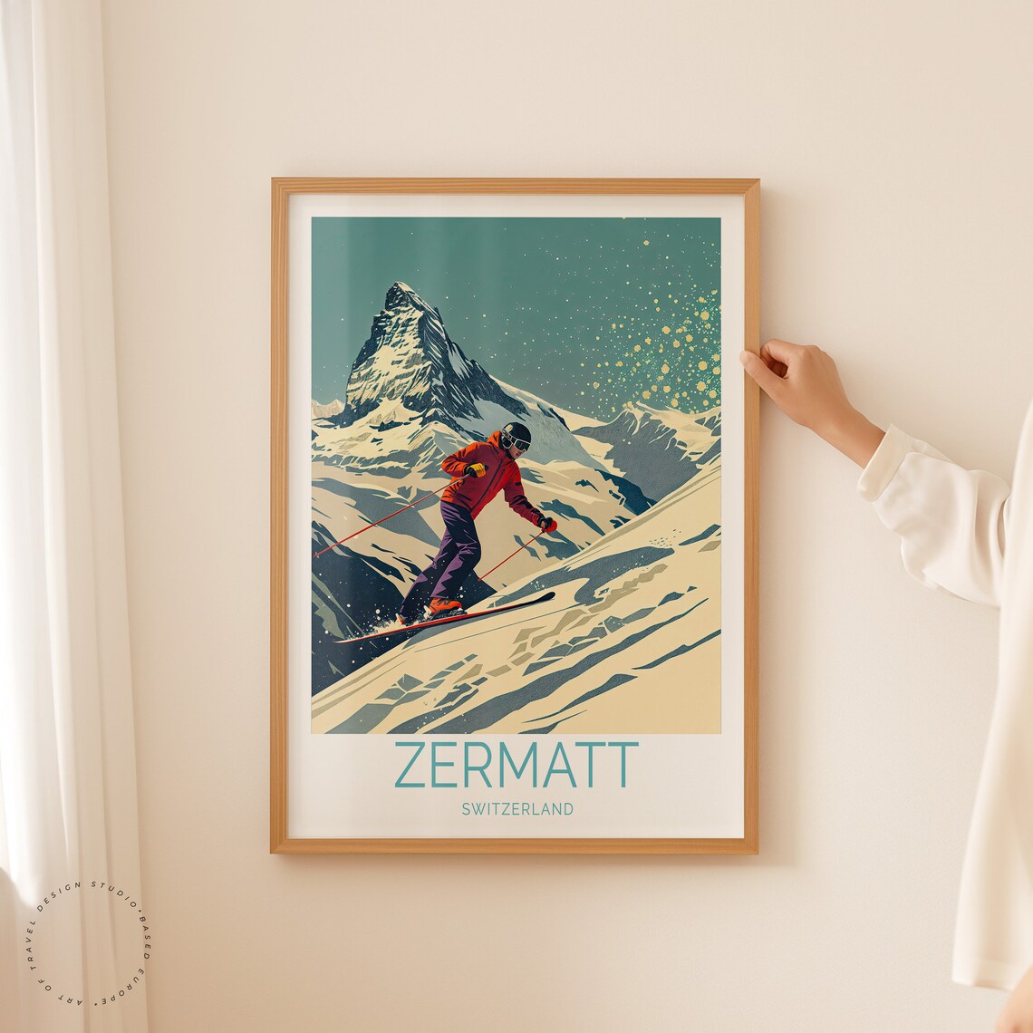 Zermatt Travel Poster, Switzerland Winter Scene - Image 3