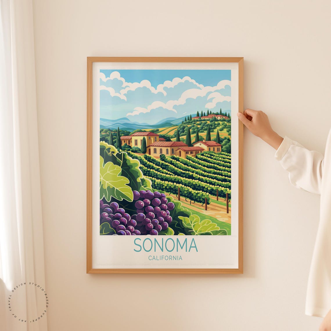 Sonoma California Vineyard Grapes Rolling Hills Travel Poster - Image 5