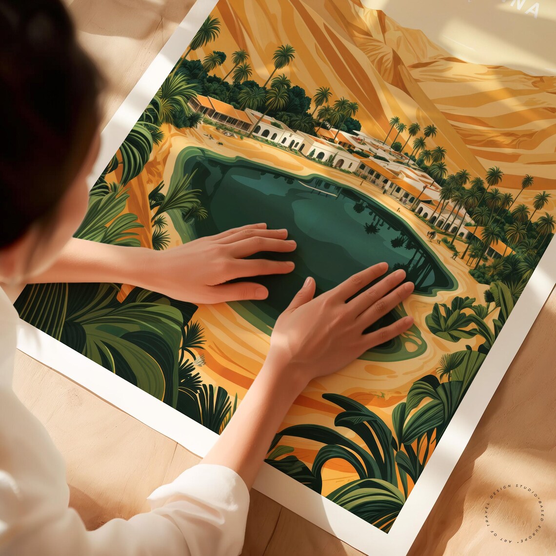 Huacachina Peru Golden Sand Dunes Oasis Village Travel Poster - Image 3