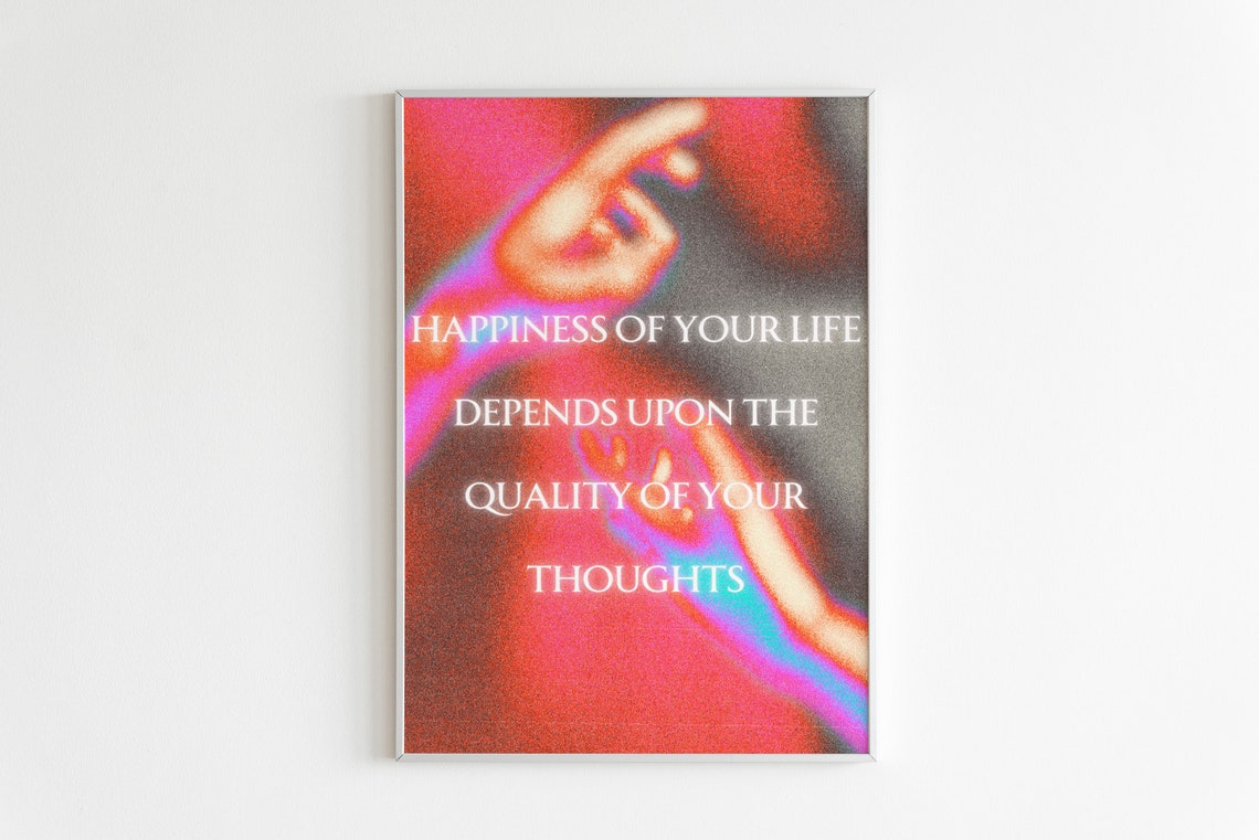 Happiness Depends on Your Thoughts Marcus Aurelius Quote Poster - Image 3