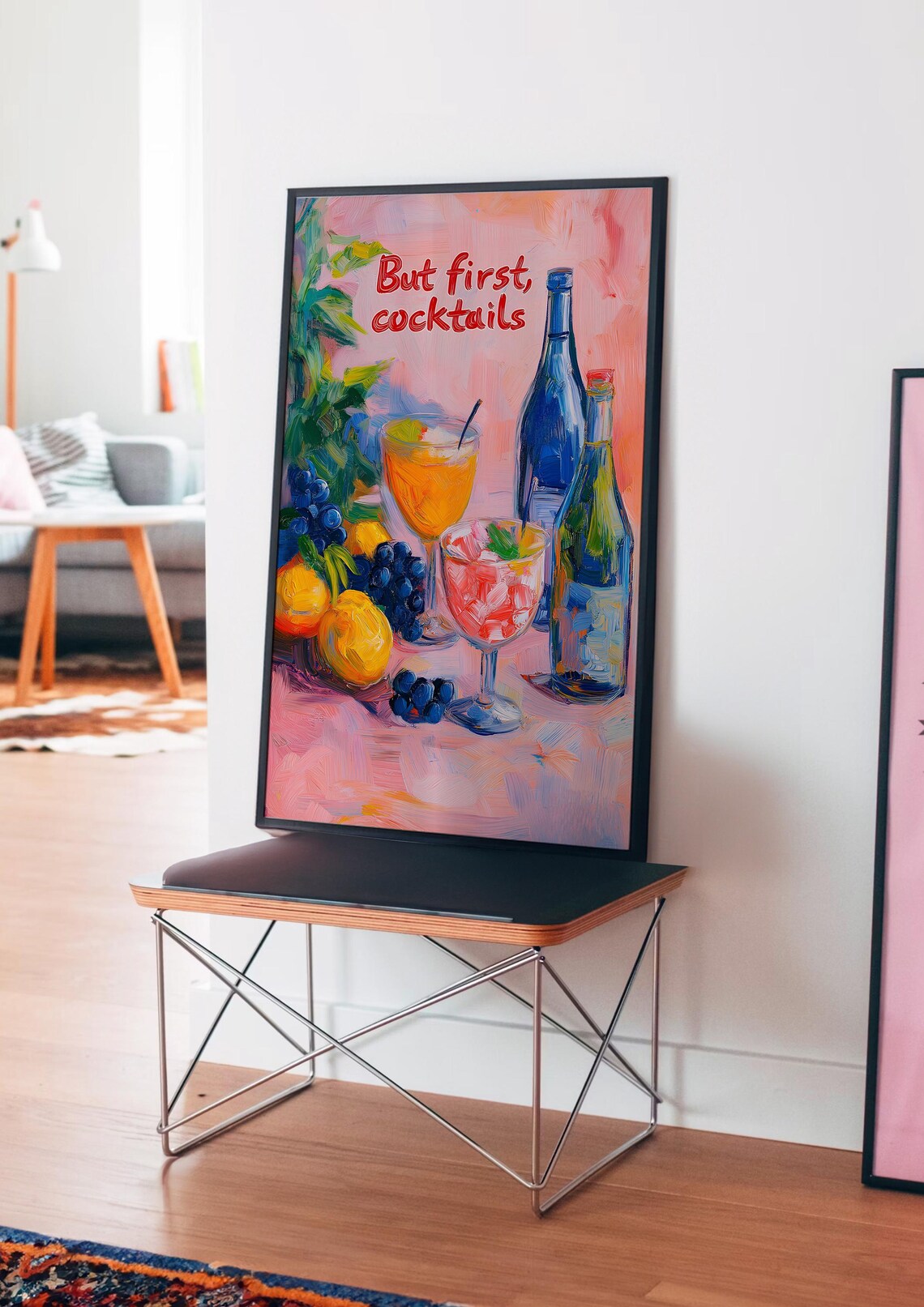 But First Cocktails Bold Text Colorful Cocktail Party Poster - Image 4