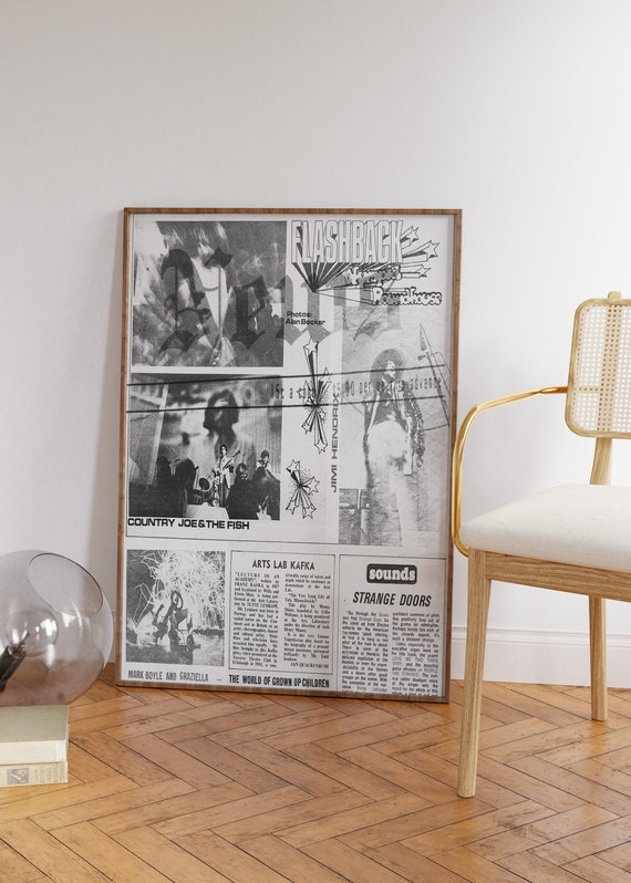 Black And White Wall Art Newspaper Trendy Wall Art Hippie Print Vintage Poster Affirmation Poster 70s Poster Room Decor Retro Print