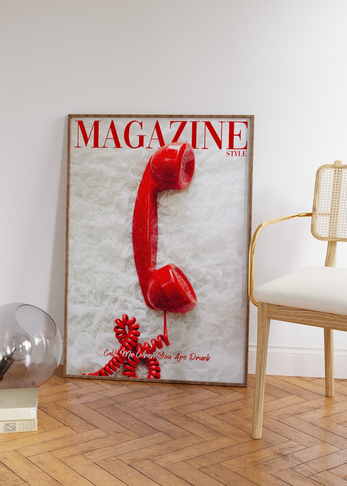 Red Rotary Telephone Call Me When You Are Drunk Magazine Poster
