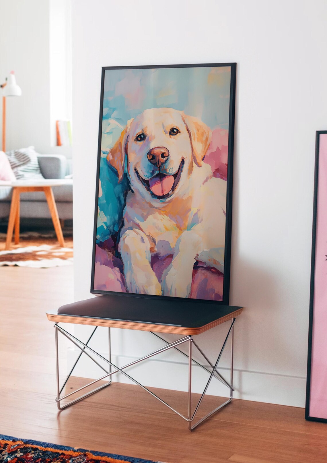 Smiling Labrador Retriever Portrait Poster with Colorful Brushstrokes - Image 4