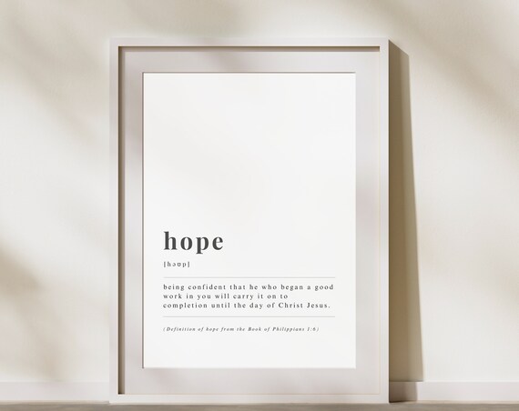 Hope Dictionary Definition Philippians 16 Christian Affirmation Poster