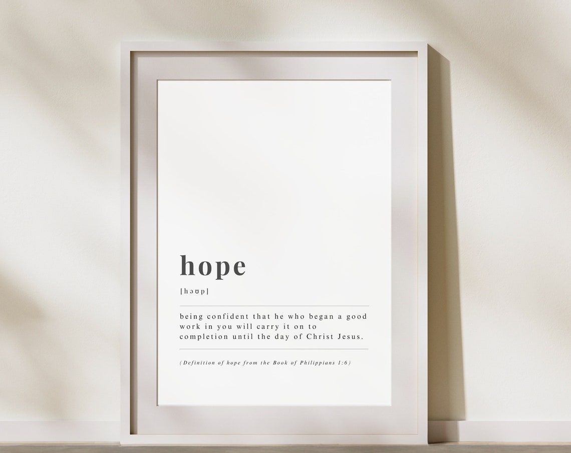 Bible Definition Of Hope Print Scripture Dictionary Poster Christian Verse Affirmation Quote Motivational Saying Wall Art