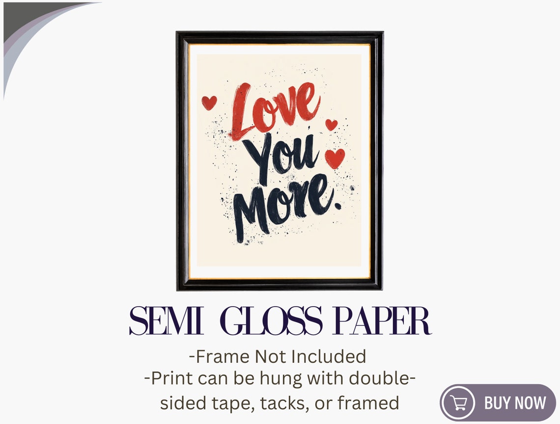 Aesthetic Wall Art Print Love You More Typography Decor Cute Retro Bedroom Dorm Room Decor B Black Red Art - Image 6