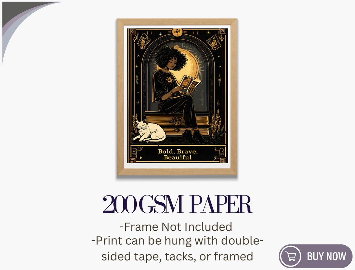 Bold Brave Beauiful Gold Black Celestial Reader Girl Quote Poster - Image 5