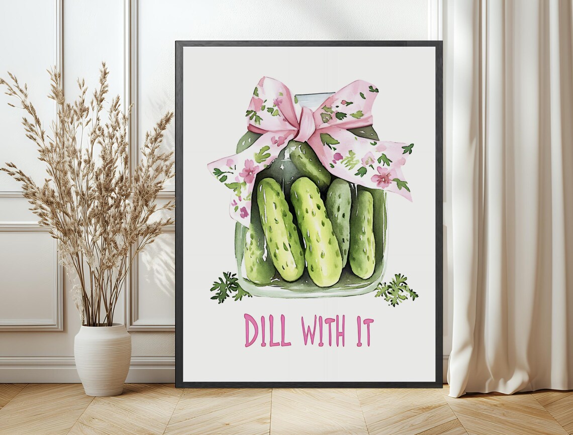 Dill Pickles Jar Watercolor Funny Kitchen Food Quote Art Poster - Image 6