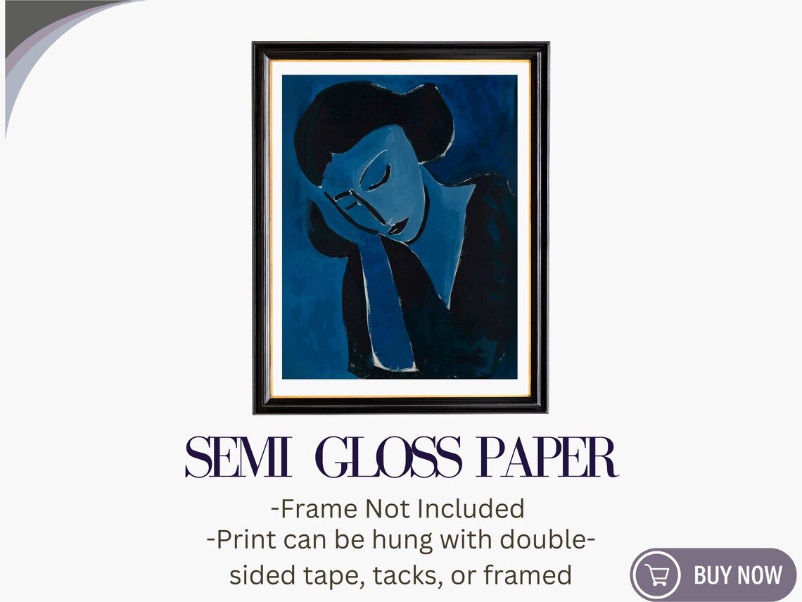 Matisse Inspired Blue Abstract Resting Woman Portrait Modern Print - Image 6