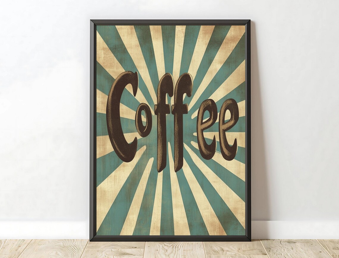 Retro Kitchen Coffee Poster, Dining Room Decor