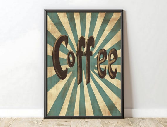 Retro Kitchen Coffee Poster, Dining Room Decor