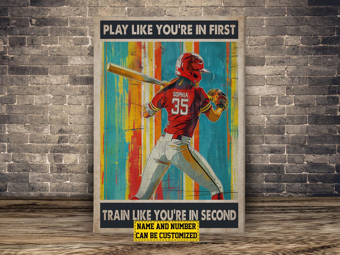 Softball Training Players Personalized Print Baseball Poster Print Softball Gift For Girl Daughter - Image 2